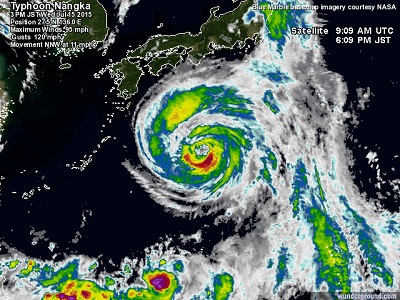 Tifone Nangka a breve il landfall sul Giappone meridionale