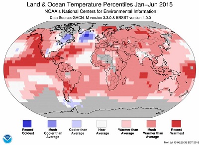 Temperature record a livello mondiale il primo semestre 2015 è stato il più caldo di sempre
