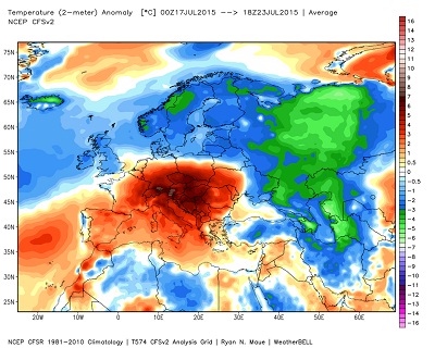 Ondata di caldo in Europa temperature anche 10°C oltre le medie