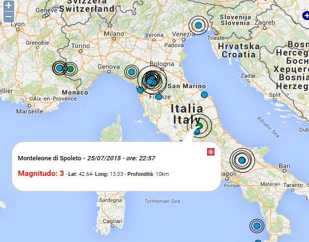 Terremoto oggi Italia, 26 luglio 2015, scossa in Umbria M ...