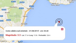 Terremoto 1 agosto 2015 nel mar Ionio