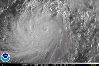 Tifone Soudelor continua a rafforzarsi dirigendosi verso Taiwan
