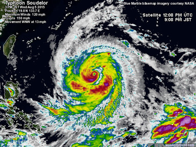 Soudelor minaccia direttamente Taiwan come anche le isole Ryukyu del Giappone e la Cina sud orientale