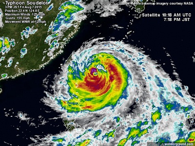 Tifone Soudelor a breve il landfall su Taiwan con venti oltre 200 kmh