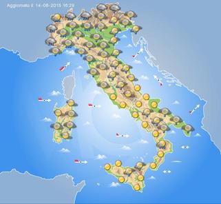 Tempo previsto per oggi, Ferragosto 2015