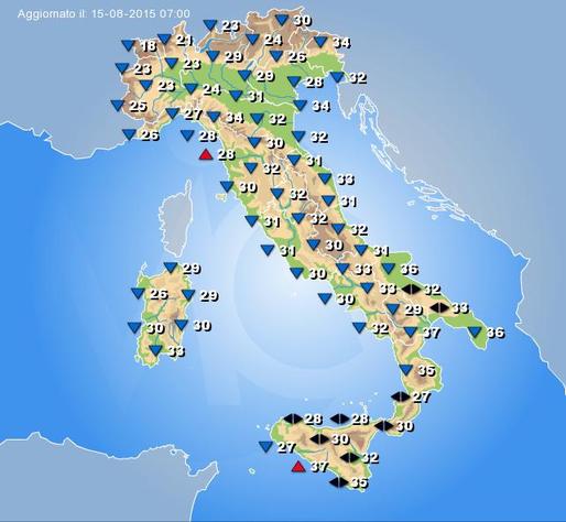 Temperature massime previste per Ferragosto 2015
