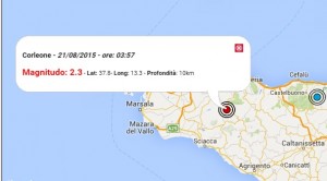 la mappa del terremoto di oggi in Sicilia