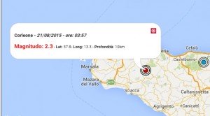 la mappa del terremoto di oggi in Sicilia
