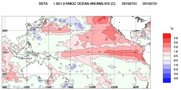 El Nino anomalie nella temperatura superficiale del mare oltre i +2 gradi