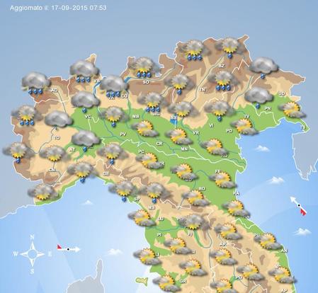 Maltempo Nord: giornata instabile con piogge e temporali localmente intensi