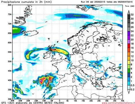 Precipitazioni diffuse portate dalle perturbazioni Atlantiche sull'Europa Occidentale