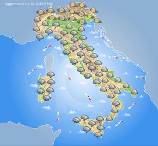 Tempo previsto per oggi sull'Italia
