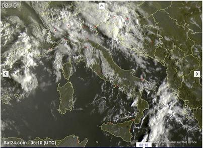Tempo instabile con piogge sparse sull'Italia, peggiora al Nord dalla serata