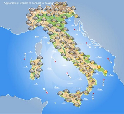 Molte nuvole in transito sull'Italia ma con fenomeni solo in alcune Regioni - modello WRF del Centro Meteo Italiano 