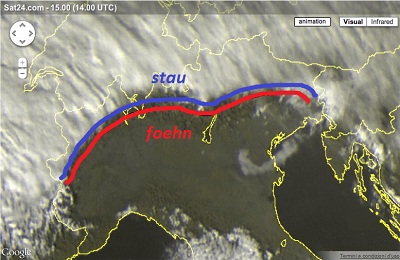 L'effetto Foehn visto dal satellite