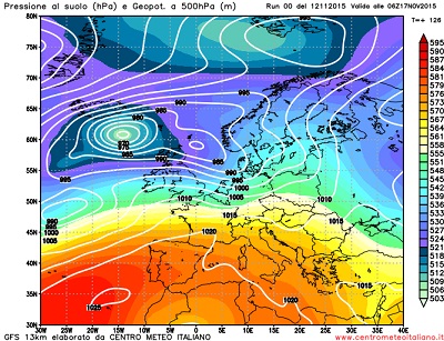 Analisi Modelli Gfs 00Z del 12 Novembre 2015.