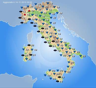 Temperature massime in lieve calo nella giornata di oggi sull'Italia 