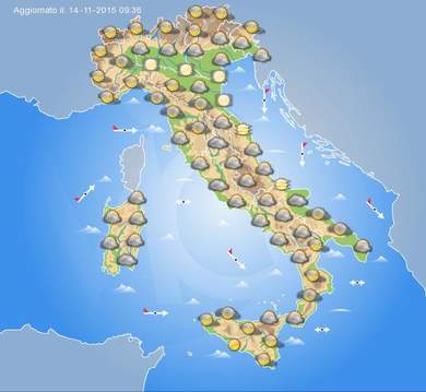Tempo previsto per Sabato 14 Novembre sull'Italia 
