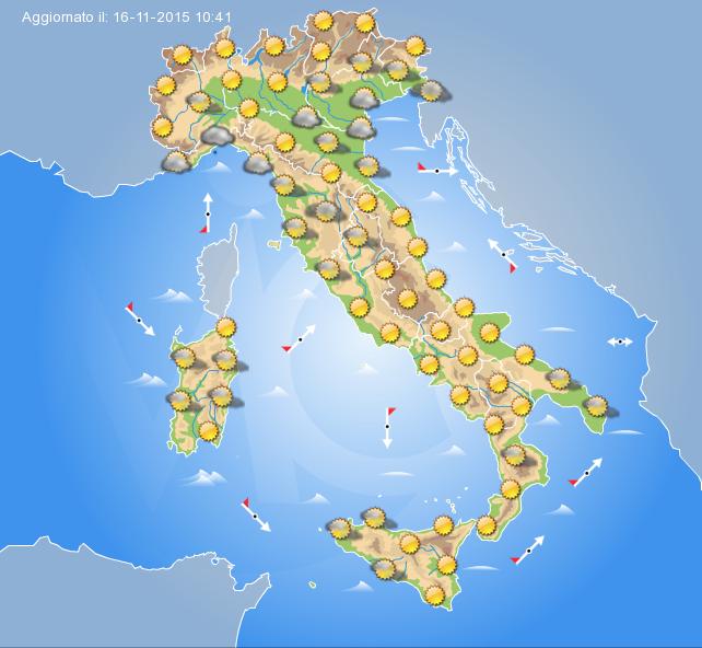 Previsione meteo per domani Mercoledì 17 Novembre 