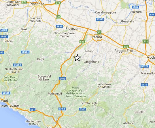 Terremoto oggi Emilia-Romagna 22 novembre 2015, scossa M 2.2 provincia di Parma dati Ingv