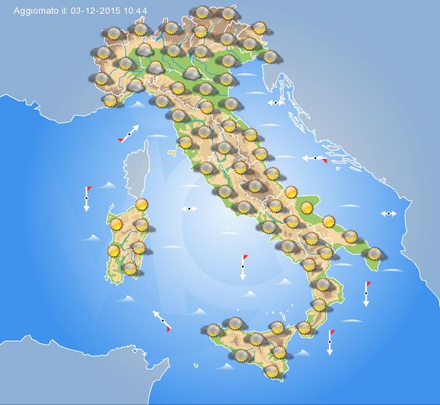 Previsione meteo per domani Venerdì 4 Dicembre 
