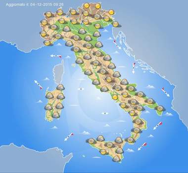 Previsione meteo per domani Sabato 5 Dicembre 