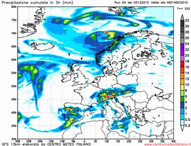 Analisi modello gfs, precipitazioni 06z 14 Dicembre