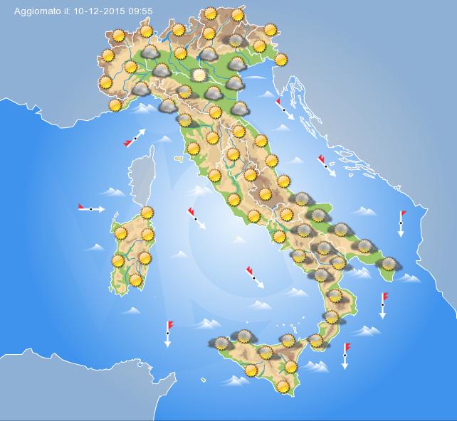 Previsione meteo per domani Venerdì 11 Dicembre 
