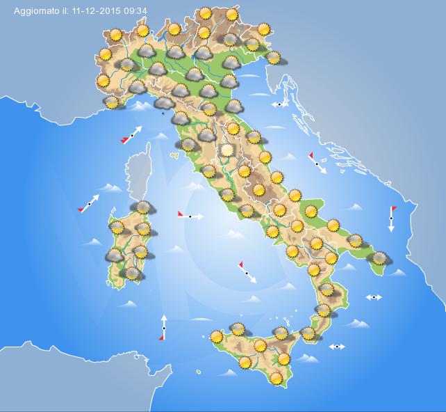Previsione meteo per domani Sabato 12 Dicembre 