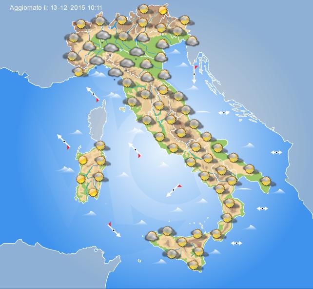 Previsioni meteo per la mattinata di Lunedì 14 Dicembre
