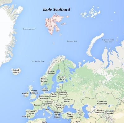 Le isole Svalbard fanno parte della Norvegia e si trovano a Nord del circolo Polare Artico