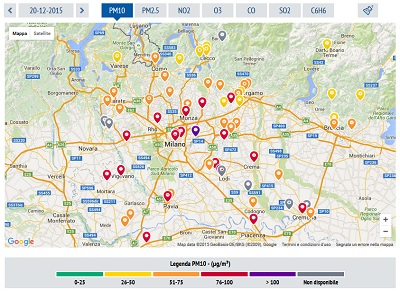Inquinamento alle stelle in Lombardia con buona parte delle centraline che segna valori di PM10 oltre il consentito