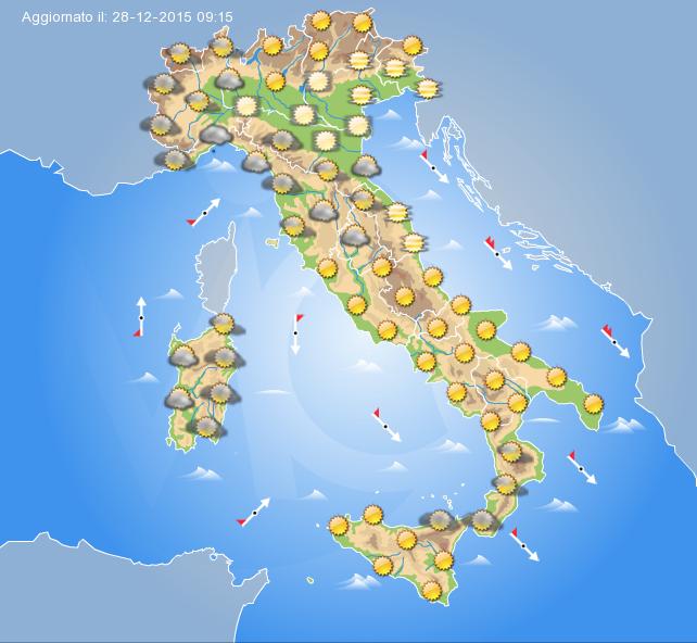 Previsione meteo per domani Martedì 29 Dicembre 