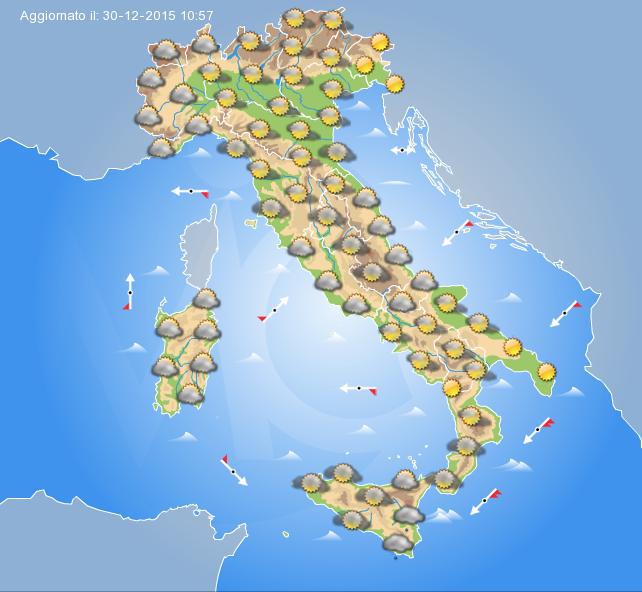 Previsione meteo per domani Giovedì 31 Dicembre 
