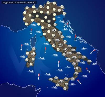 Neve Centro-sud: possibili nevicate fin sulle coste adriatiche