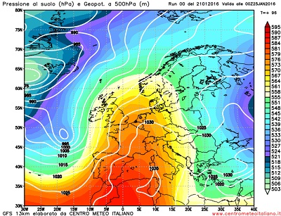 Analisi Modelli Gfs 00Z del 21 Gennaio 2016: residua instabilità al meridione e centrali adriatiche, poi rimonta dell' anticiclone