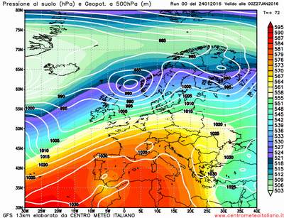 Analisi Modelli Gfs 00Z del 24 Gennaio 2016: ultima settimana del mese con l' Alta pressione