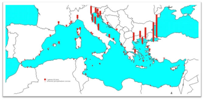 Numero giorni medi annui di precipitazione nevosa sulle coste mediterranee - nimbus.it Numero giorni medi annui di precipitazione nevosa sulle coste mediterranee - nimbus.it