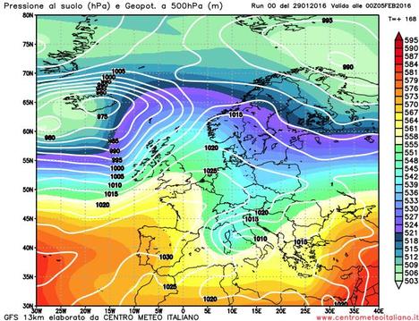 Perturbazione in arrivo nel primo weekend di Febbraio con pioggia e neve sull'Italia