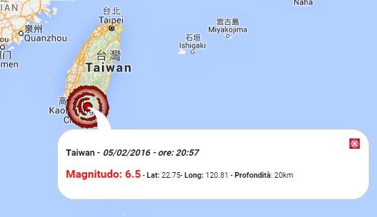 terremoto taiwan oggi