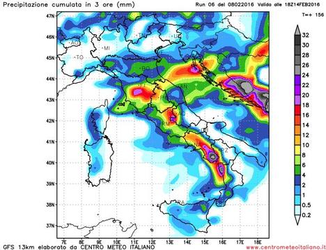 Precipitazioni previste attualmente dal modello GFS per la prossima Domenica