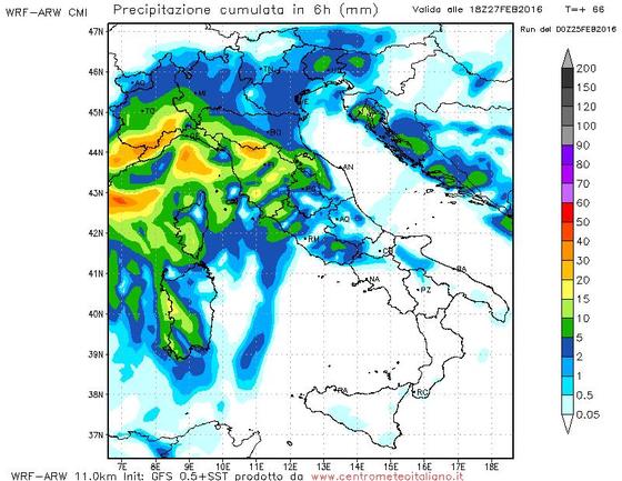 Precipitazioni in arrivo sul Centro Italia dal pomeriggio di Sabato