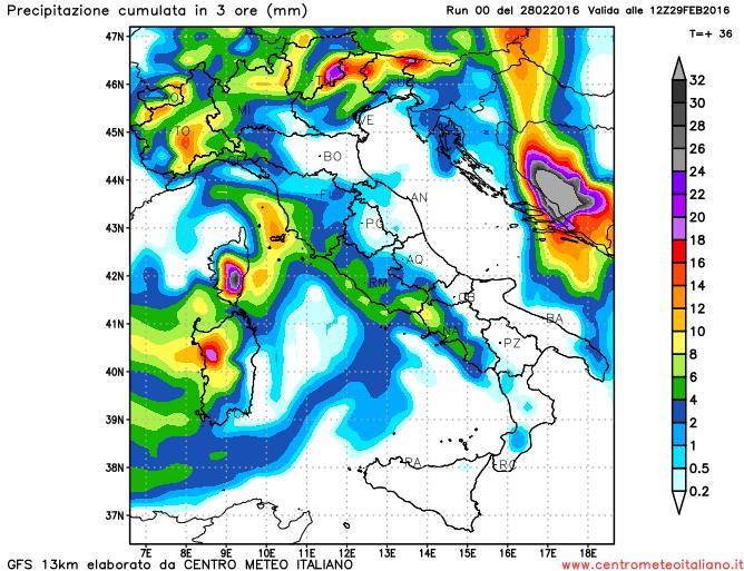MALTEMPO Italia, ultimo giorno d'inverno con piogge e temporali anche intensi