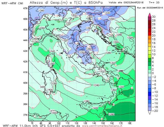 Aria fredda in arrivo nella prossima notte sull'Italia Aria fredda in arrivo nella prossima notte sull'Italia
