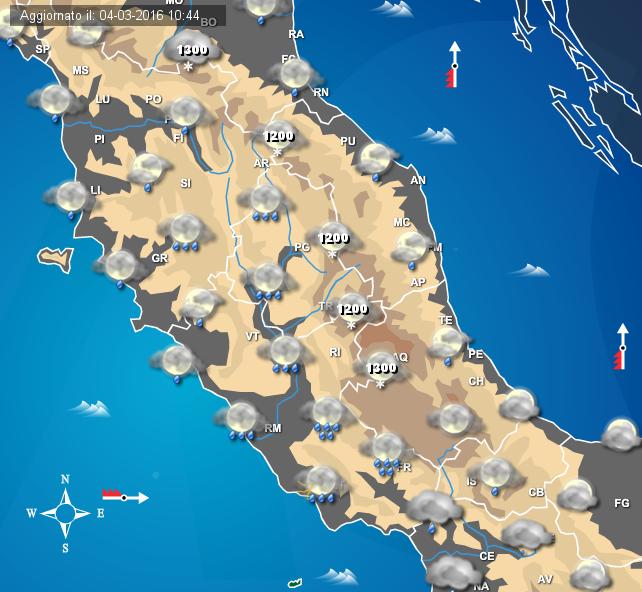 Maltempo Centro: piogge e temporali in arrivo domani soprattutto sulle Regioni Tirreniche