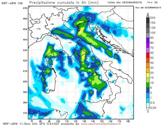 Maltempo Italia: giornata con piogge, temporali e neve a quote medio-basse