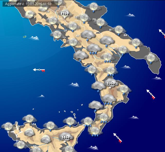 Maltempo Sud Italia: piogge e temporali anche intensi soprattutto sui versati Ionici