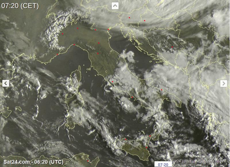 Tempo in atto: piogge sparse al Sud, più stabile altrove ma con peggioramento in arrivo - sat24.com Tempo in atto: piogge sparse al Sud, più stabile altrove ma con peggioramento in arrivo - sat24.com