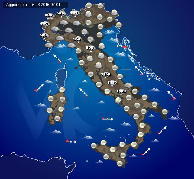 Tempo in peggioramento nella notte cono fenomeni nevosi a quote basse al Nord-Ovest Tempo in peggioramento nella notte cono fenomeni nevosi a quote basse al Nord-Ovest