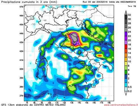 Intenso peggioramento previsto dal modello GFS per metà settimana sull'Italia